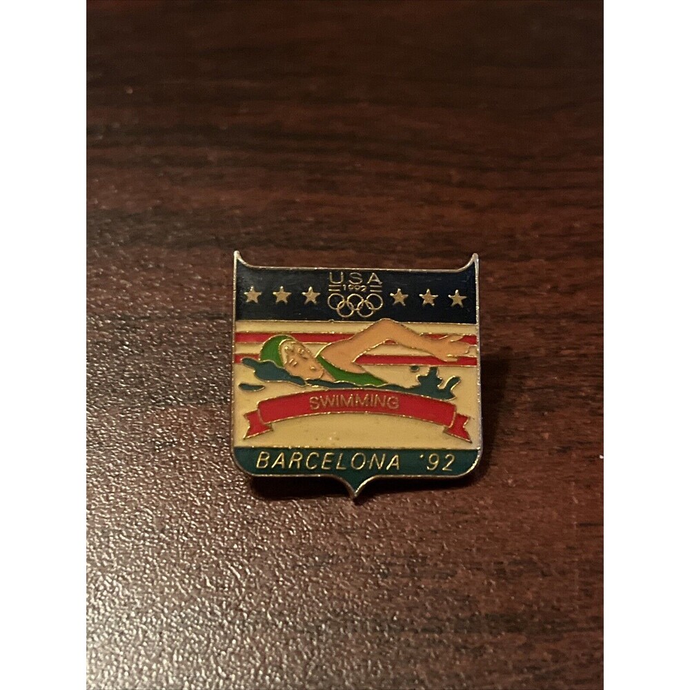 Vintage Olympic Games 1992 Barcelona Team‎ USA Swimming Lapel Hat Pin